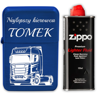 Zapalniczka Benzynowa z GRAWEREM + Zippo Prezent dla Chłopaka Męża BLUE