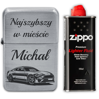 Zapalniczka Benzynowa z GRAWEREM + Zippo Prezent dla Chłopaka Męża Silver