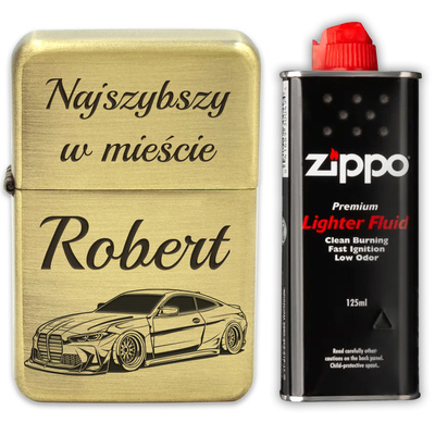 Zapalniczka Benzynowa z GRAWEREM + Zippo Prezent dla Chłopaka Męża Gold