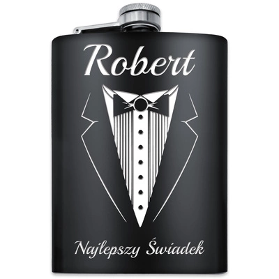 Piersiówka z GRAWEREM Stal 316L CZARNA 240ml GRAWER Prezent dla Taty Męża