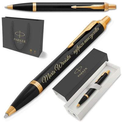 Długopis Parker IM Czarny GT Pozłacany z GRAWEREM na Prezent dla Taty Mamy