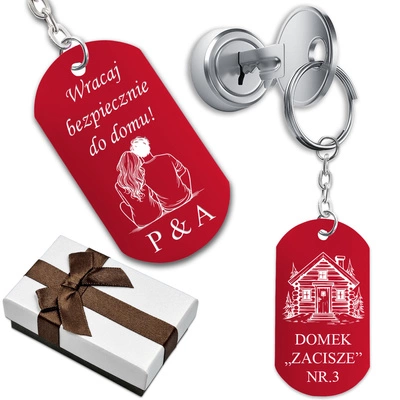 Brelok do Kluczy Metalowy Czerwony z GRAWEREM Prezent dla Mamy Przyjaciółki