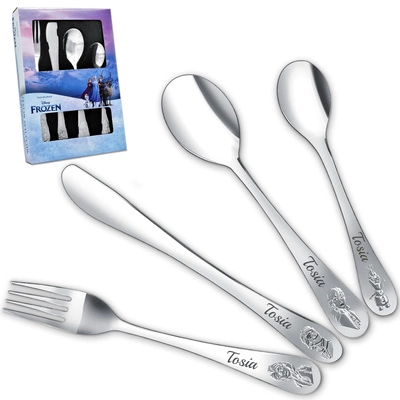 Sztućce dla Dzieci Komplet Kraina Lodu Disney GRAWER na Chrzest Roczek